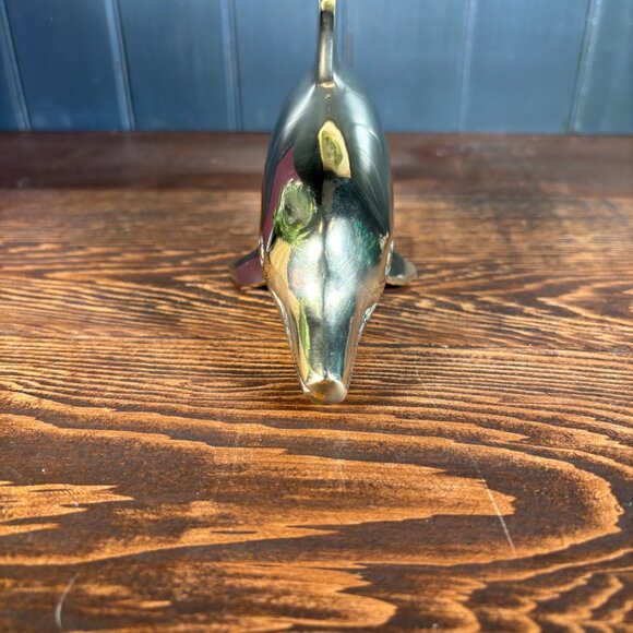 Vintage Brass Dolphin Figurine Nautical Coastal Decor for Shelf Display - Picture 7 of 17